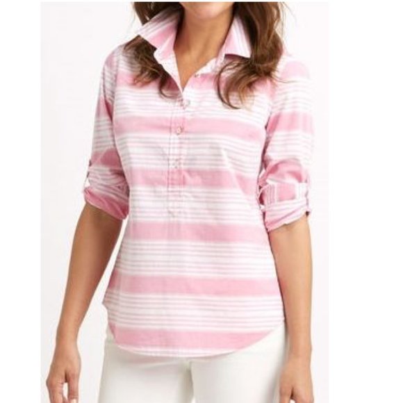 Vineyard Vines Tops - ✨HP✨Vineyard Vines Pink Cove Stripe Poplin Popover